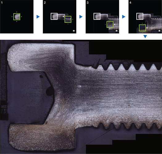 通過手指及鼠標等直觀操作，輕松完成拼接效果的“全景攝影”功能（螺栓斷面）